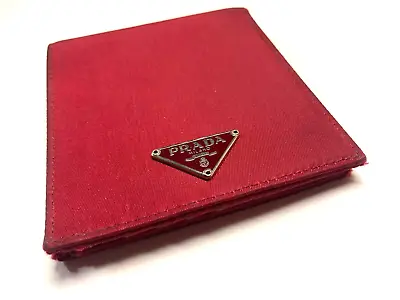 Prada Vintage Triangle Emblem Pocono Nylon Wallet Trifold Italy Red • $110.04