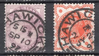 GB QV 1d Lilac + 1/2d Vermilion With Hawick 1890's Postmarks • £2.25