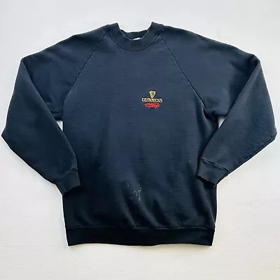 VINTAGE Guiness Sweater Adult Large Black Logo Ireland Outdoors Sweatshirt Mens • $16.88