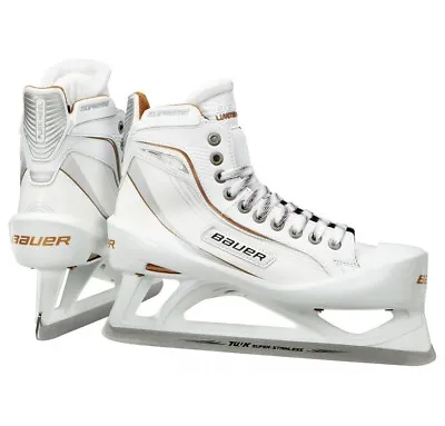 New Bauer One100LE Ice Hockey Goalie Skates Size 11 D Senior White/gold Men SR • $349.99