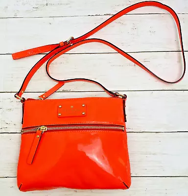 Kate Spade Neon Orange Crossbody Purse-Patent Neon Orange Leather-Flicker Tenley • £115.70