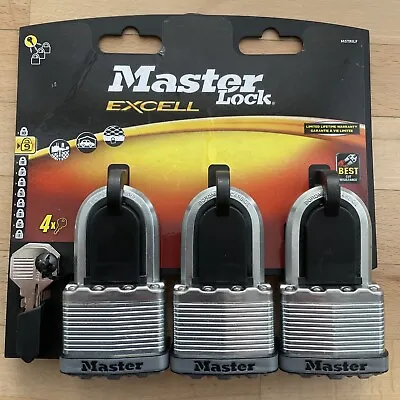 Master Lock Excell Padlock 3 Pack All Same Key Laminated Very High Security 50mm • £20.99