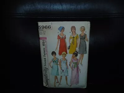 Vintage 1965 Simplicity Printed Dress Pattern #5966 Teen Size 12t • $4.20