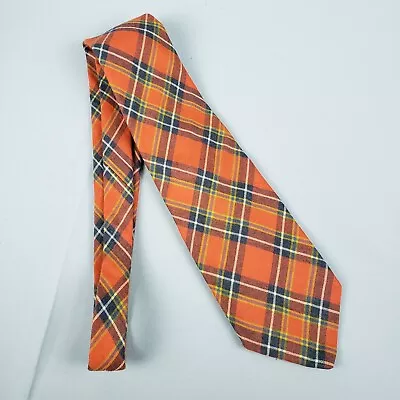 Vtg Harold's Men’s Necktie Tie Red Tartan Plaid Blue White Yellow Classic Lengh • $11.95