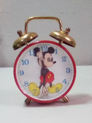 Vintage Rare Walt Disney Prod. Animated Eyes Mickey Double Bell Alarm Clock      • $35