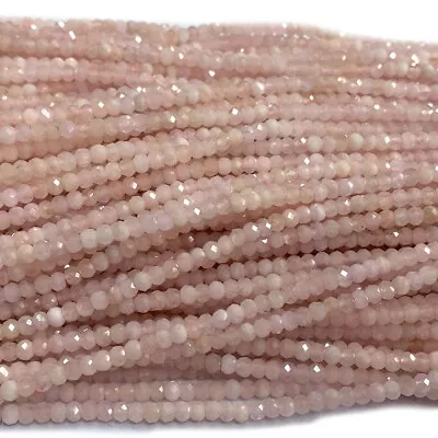 Natural Genuine Pink Morganite Faceted Rondelle Necklaces Bracelets Small Beads • $10