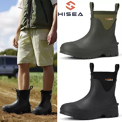 HISEA Men Chelsea Rain Boot Waterproof Non-Slip Hunting Hiking Fishing Work Boot • $51.89