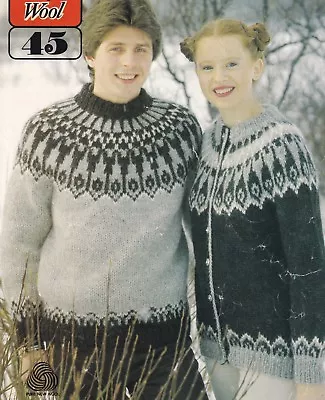 Ladies/men's~icelandic~sweater~cardi~chunky~knitting Pattern Size 34 -44 -59(z3) • £1.99