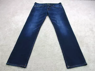 True Religion Jeans Adult 33 Geno Relaxed Slim Blue Denim Casual Mens 33x32 * • $39.99