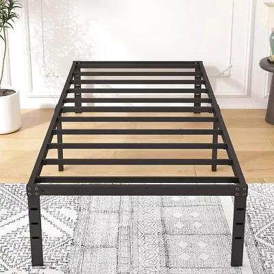 18 Inch Bed Frame Metal Platform Twin Size Steel Slats Support Easy Assembly • $53.99