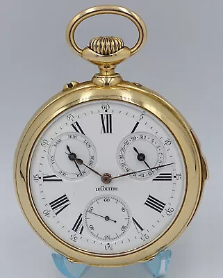 Rare Complicated Solid 18k Gold Lecoultre Quarter Repeater Calendar Pocket Watch • $3000