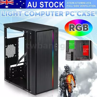 $52.22 • Buy RGB Light Acrylic Full Side Ventilation Glass Gaming PC Case M-ATX/mini-AT