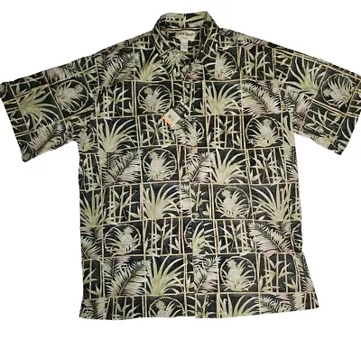 NEW Cooke Street Hawaiian Shirt Men 2XL Black Bamboo Pineapple Reverse Print NWT • $17