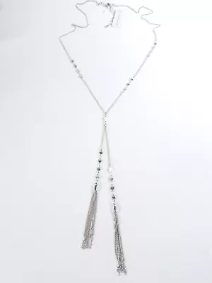 Stitch Fix 41 Hawthorn Women's Silver Dot Tassel Long Necklace NWT 55 • $10
