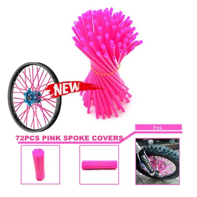  72Pcs Spoke Wrap Kit Wheel Rim Pink Wrap Covers Motocross Dirtbike Bicycle Whee • $11.30