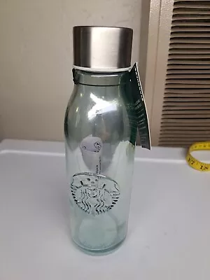 Starbucks Siren Mermaid Logo Recycled Glass Bottle Water Made In Spain 20 Fl Oz • $25