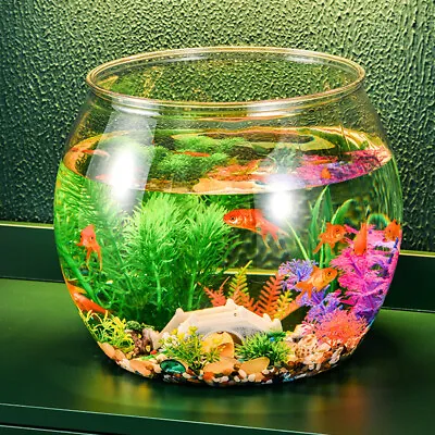 Clear Round Goldfish Bowls Plastic Fish Bowl Multipurpose For Living Room Office • $22.77