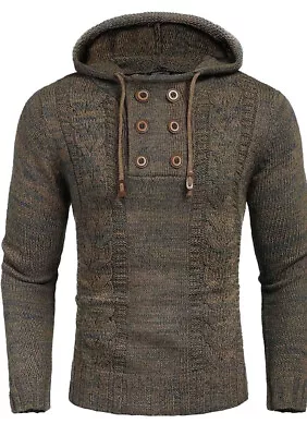 COOFANDY Men's Knitted Hoodie Pullover Casual Long Sleeve Turtleneck Sweater M • $64.77