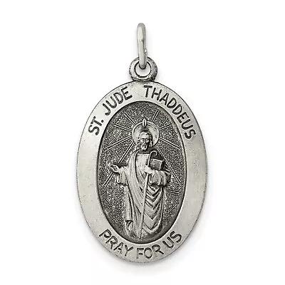Antiqued St. Jude Thaddeus Pray For Us Oval Charm Pendant In 925 Sterling Silver • $34.99