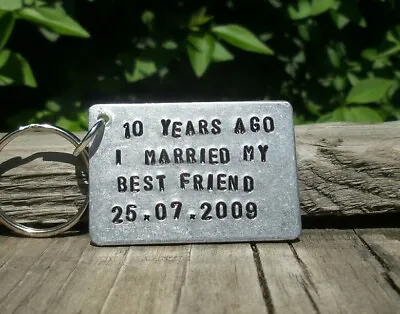 Personalised Keyring 10th Wedding Anniversary Gifts Aluminium Tin Keychain Cute • £12.99