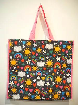 Sunshine Rainbows Daisies & Hearts Durable Reusable Grocery Eco Shopping Bag NEW • $3.49