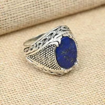 Lapis Lazuli Ring 925 Sterling Silver Statement Men's Boho Ring All Size R191 • $21.24