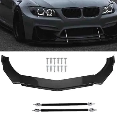 For BMW E90 E91 E92 325i 335i 328i Carbon Fiber Front Bumper Lip +Strut Rods Set • $59.95