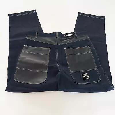 Vintage Y2k Veezo Wide Leg Baggy Big Pocket Construction Jeans Mens 38x35 • $40