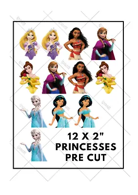 £4 • Buy Disney Princess( Set 2) Half Body Pre Cut Edible Cake Toppers 12 X 2 