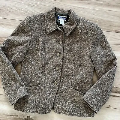 Vintage Pendleton Wool Boucle Blend Brown Petite Womens Blazer Jacket Size 6 • $21