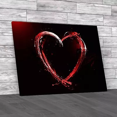 Colourful Love Heart Red Canvas Print Large Picture Wall Art • £18.95