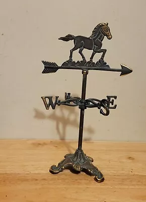 Vintage  Brass Trotting Horse Table Top Stand Weathervane 16.5  Tall • $45