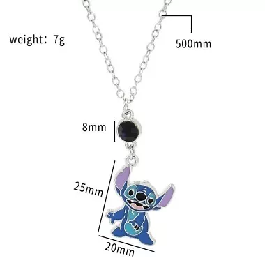 Silver Black Dot Multicolor Cartoon Character Stitch Pendant Chain Necklace • $9.99