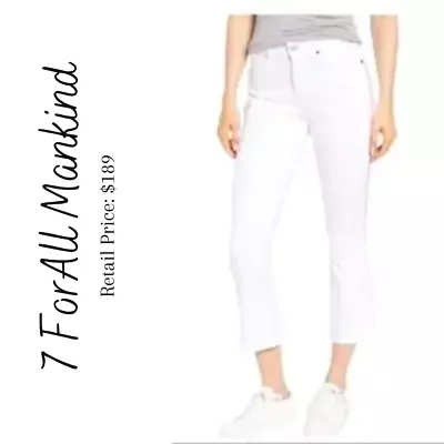 NWT 7 For All Mankind High Waist Slim Kick White Jeans • $42