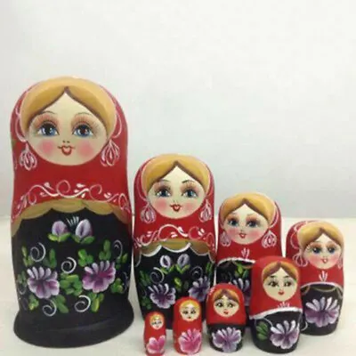 8Pcs Handmade Russian Nesting Wooden Dolls Matryoshka Birthday Toys Gifts • £16.99