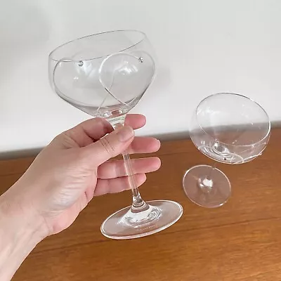 ROYAL DOULTON Promises HEARTS Entwined CRYSTAL Champagne COUPES Cocktail GLASSES • $95
