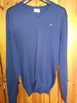 J LINDEBERG Men's Blue Jumper 100% Merino Wool V Neck Golf Large  • £3.99