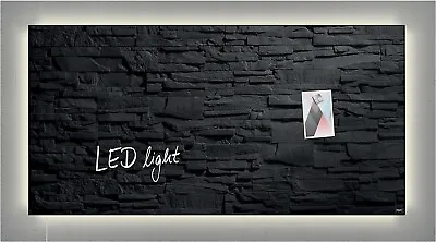 SIGEL GL457 Artverum LED Lighting Magnetic Glass Board 91 X 46 Cm - Slate Design • £99