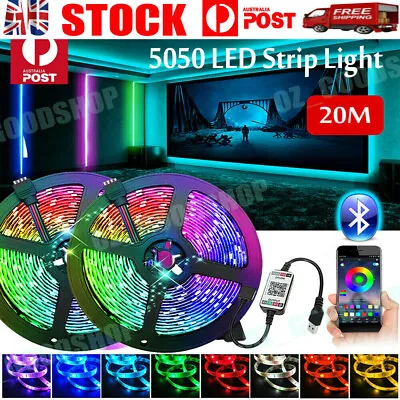 12V RGB LED Strip Lights IP65 Waterproof 5050 5M 10M 20M 300 LEDs USB Bluetooth • $16.88