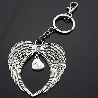 Angel Wings Hollow Dad Heart Charm Pendant Keychain Key Chain Gift • $6.99