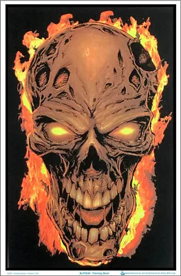 Flaming Skull Blacklight Poster - Flocked - 23  X 35  • $24.77