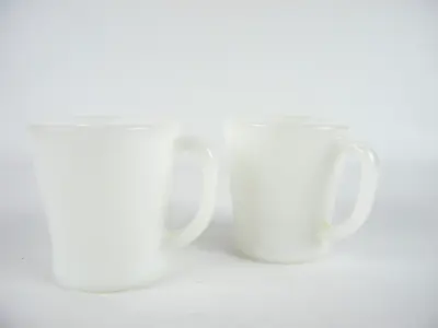 Vintage Anchor Hocking Fire King Milk Glass D Handle Coffee Mugs Set Of 2 • $9.95