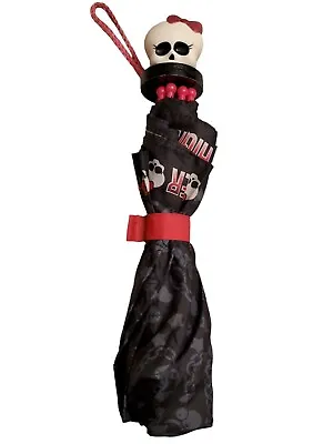 Monster High Umbrella Black Pink Skull Real Full Size Mattel Vintage 2011 Rare  • $59