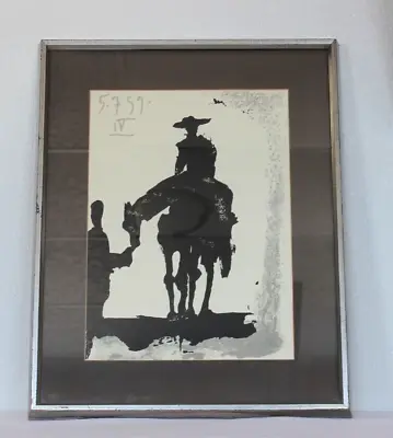 Framed Don Quixote Lithograph Pablo Picasso Reproduction 23 X18.5  (1959) • $169.95
