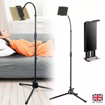 Tripod Floor Stand Holder Adjustable Gooseneck For IPad IPhone Tablet Black Hot • £16.99