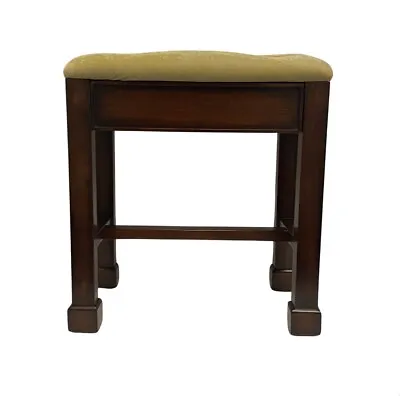 Vintage Bombay Mahogany 19” Vanity Bench Ottoman Stool Upholstered With Drawer • $249.97