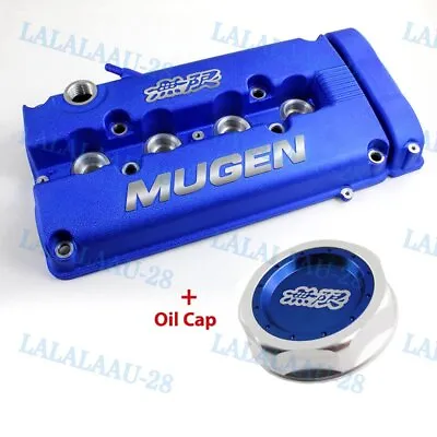 Blue MUGEN Racing Rocker Valve Cover W/ Oil Cap For Honda Civic B16 B17 B18 VTEC • $116.28