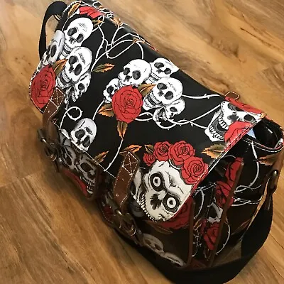 £14.95 • Buy Skull & Roses Shoulder Bag Goth Emo Horror Skulls VGC Fashion Rock Miss Lulu