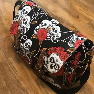 £14.95 • Buy Skull & Roses Shoulder Bag Goth Emo Horror Skulls VGC Fashion Rock Miss Lulu