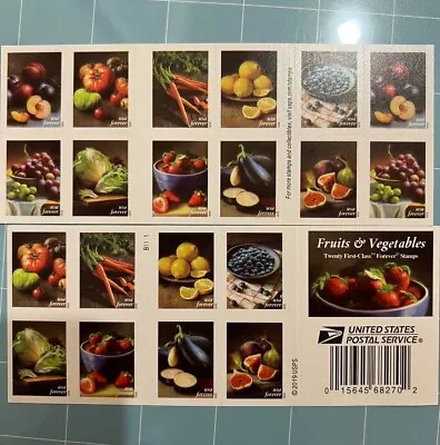 Fruit And Vegetables Self-Adhesive Postage Booklet Of 20 USPS Stamps 1 Pane MNH • $11.99